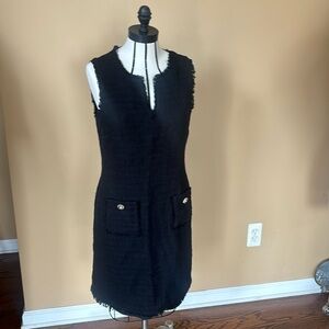 Karl Lagerfeld black lined tweed dress size 10